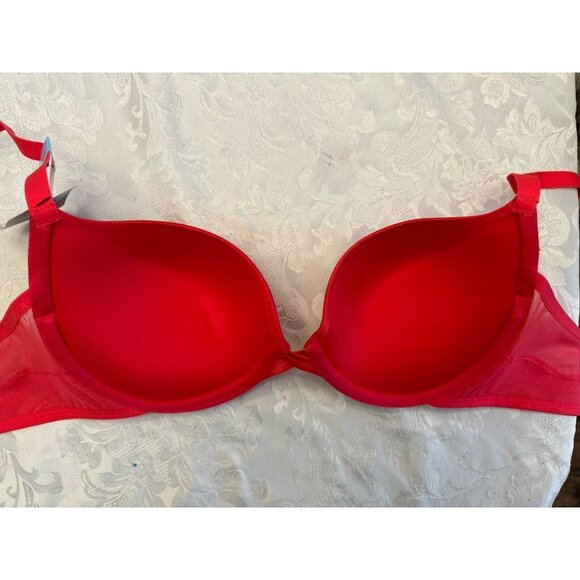 Maidenform Bra 36C Red Stone Push Up And In Plunging Neckline Lace DM9900 New - Picture 8 of 9